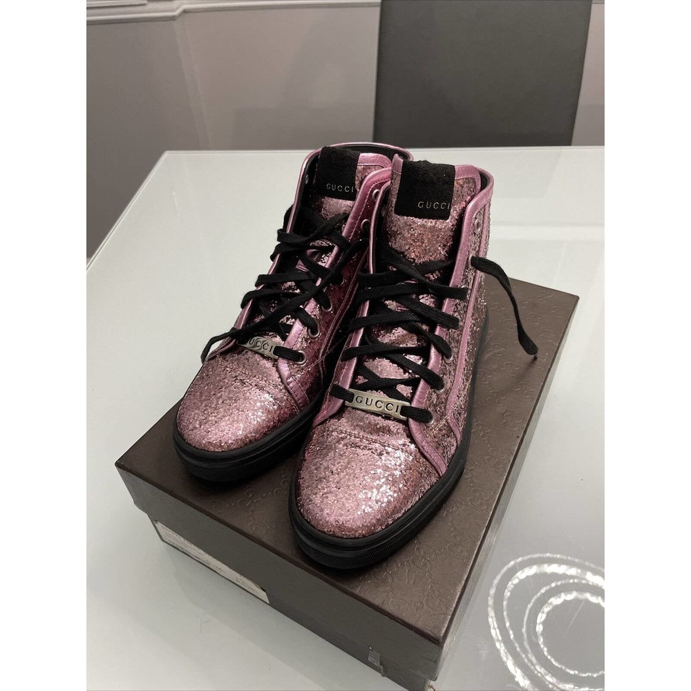 Gucci Nappa Glitter Galactica pink high top Sneakers EUR 36.5 us women's size 7